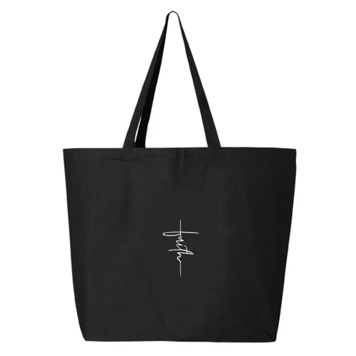 Faith Hand Written Calligraphy Christian Front And Back Print Front & Back 25L Jumbo Tote