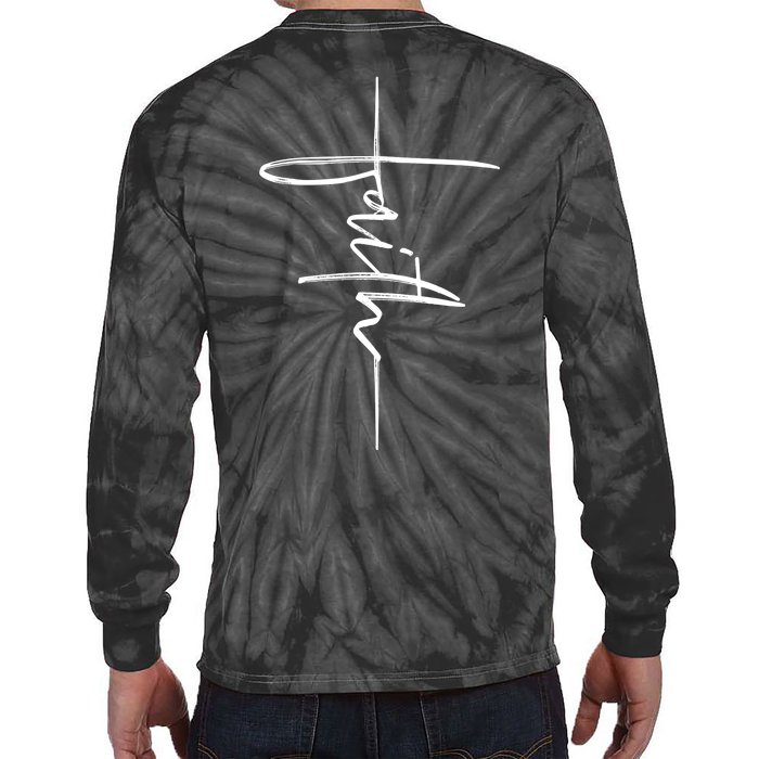 Faith Hand Written Calligraphy Christian Front And Back Print Front & Back Tie-Dye Long Sleeve Shirt