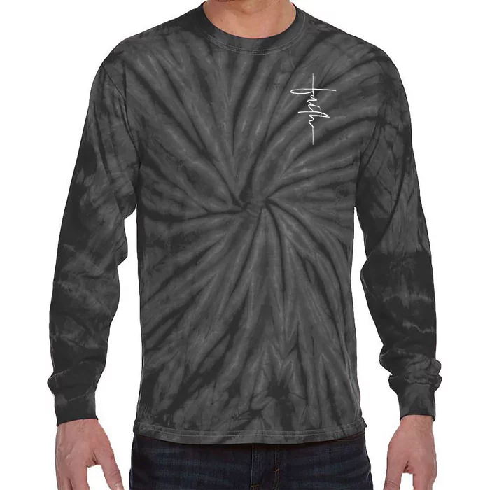 Faith Hand Written Calligraphy Christian Front And Back Print Front & Back Tie-Dye Long Sleeve Shirt