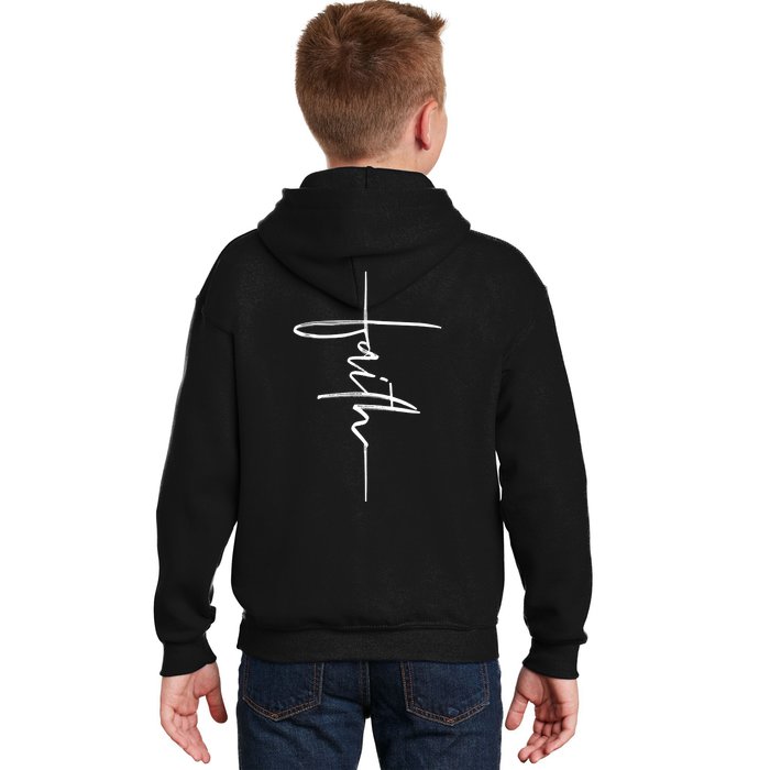 Faith Hand Written Calligraphy Christian Front And Back Print Front & Back Kids Hoodie