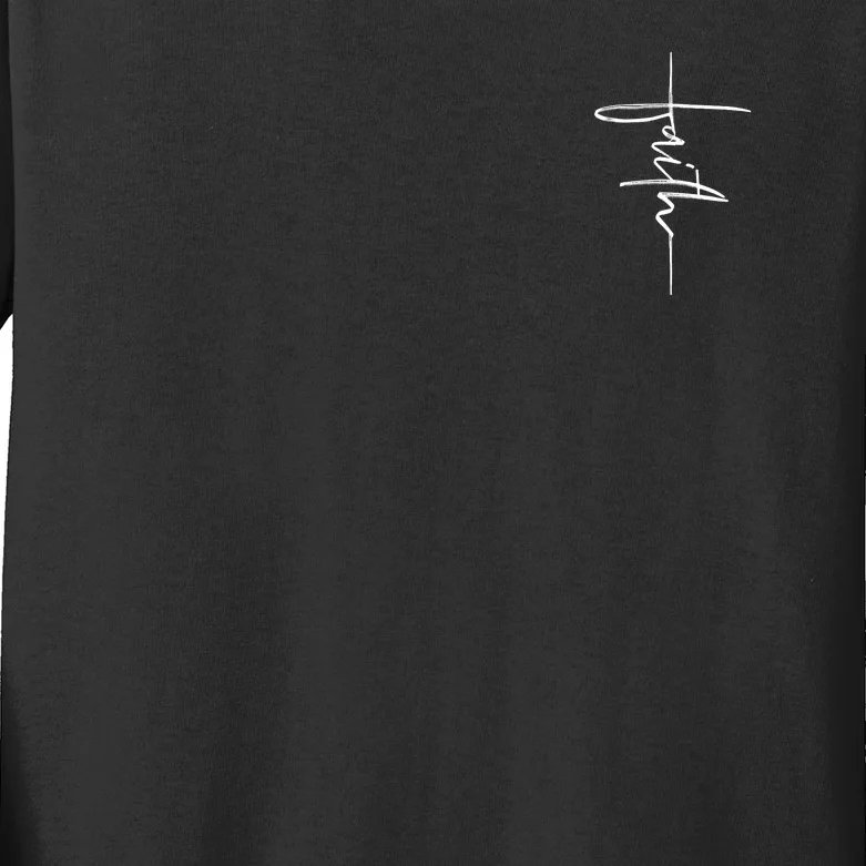 Faith Hand Written Calligraphy Christian Front And Back Print Front & Back Kids Long Sleeve Shirt