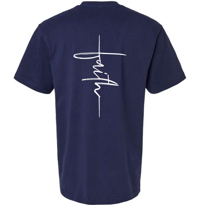 Faith Hand Written Calligraphy Christian Front And Back Print Front & Back Sueded Cloud Jersey T-Shirt