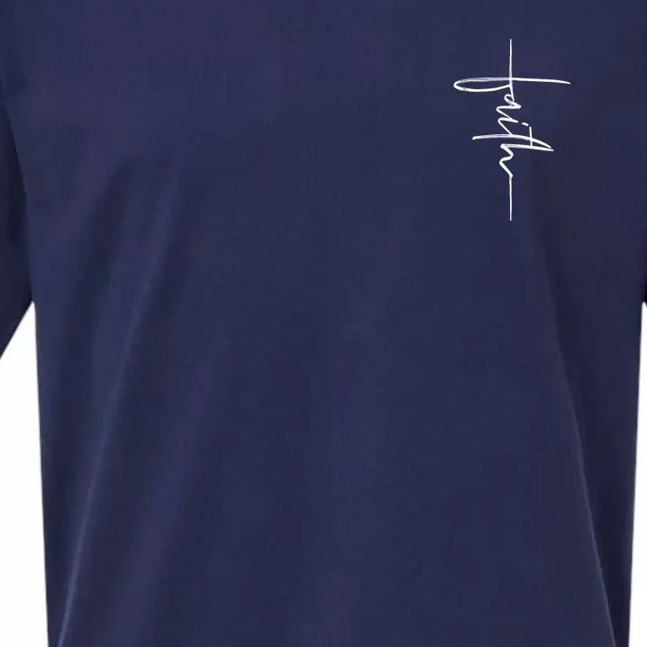 Faith Hand Written Calligraphy Christian Front And Back Print Front & Back Sueded Cloud Jersey T-Shirt