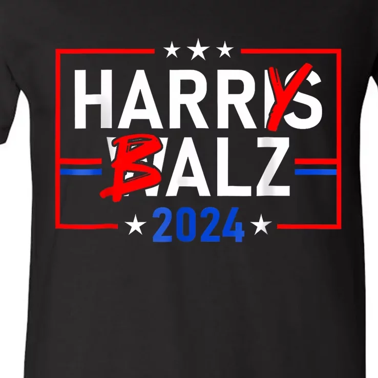 Funny Harris Walz 24 Harry Balz 2024 Meme Democratics Vote V-Neck T-Shirt