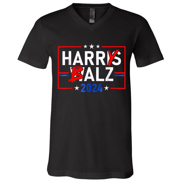 Funny Harris Walz 24 Harry Balz 2024 Meme Democratics Vote V-Neck T-Shirt