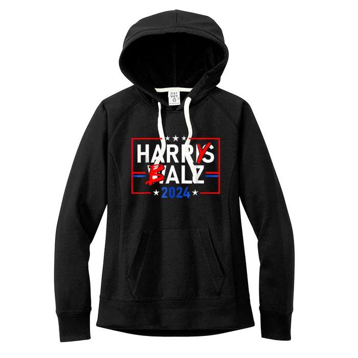 Funny Harris Walz 24 Harry Balz 2024 Meme Democratics Vote Women's Fleece Hoodie