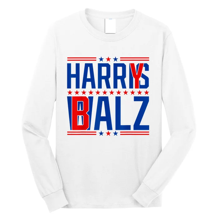 Funny Harris Walz 24 Harry Balz 2024 Meme Democratics Vote Long Sleeve Shirt