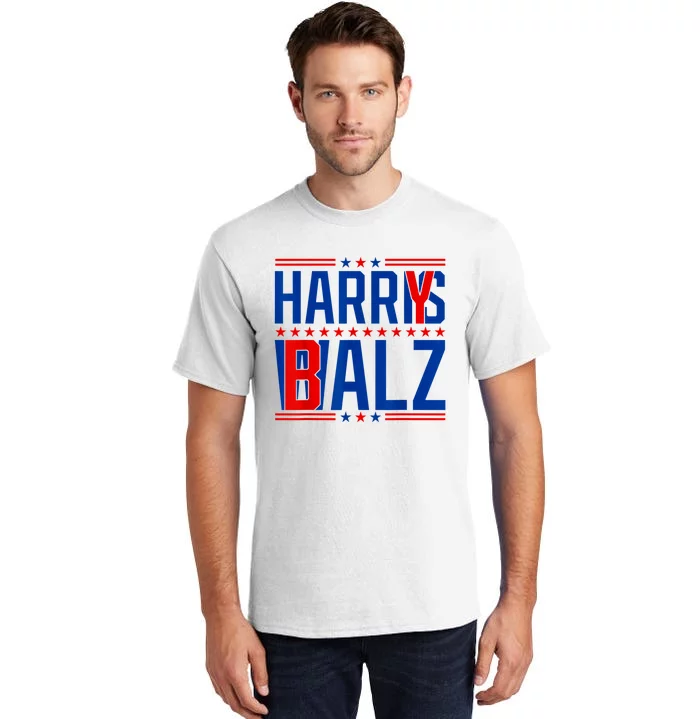 Funny Harris Walz 24 Harry Balz 2024 Meme Democratics Vote Tall T-Shirt