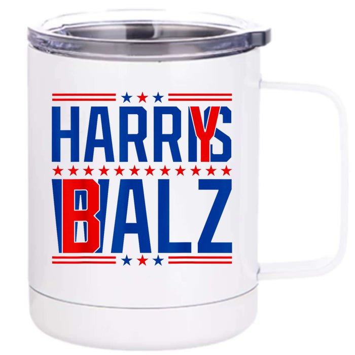 Funny Harris Walz 24 Harry Balz 2024 Meme Democratics Vote Front & Back 12oz Stainless Steel Tumbler Cup