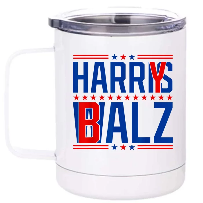 Funny Harris Walz 24 Harry Balz 2024 Meme Democratics Vote Front & Back 12oz Stainless Steel Tumbler Cup