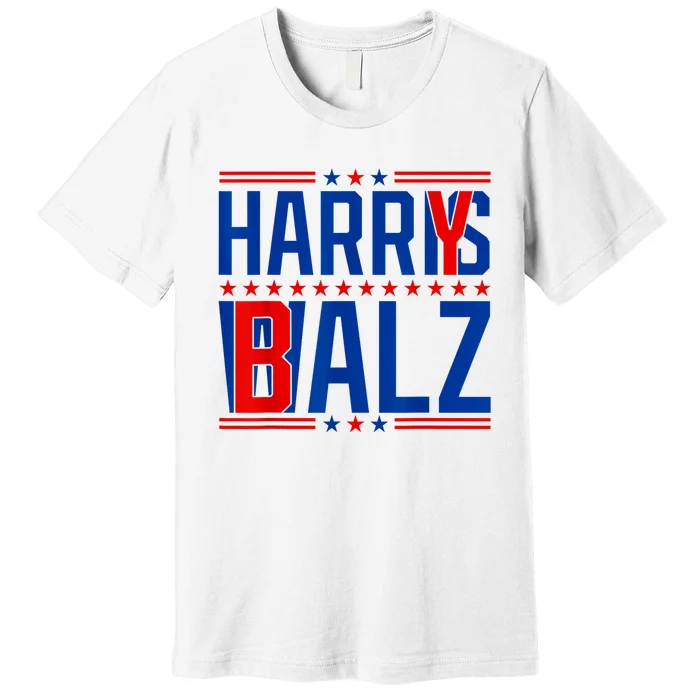 Funny Harris Walz 24 Harry Balz 2024 Meme Democratics Vote Premium T-Shirt