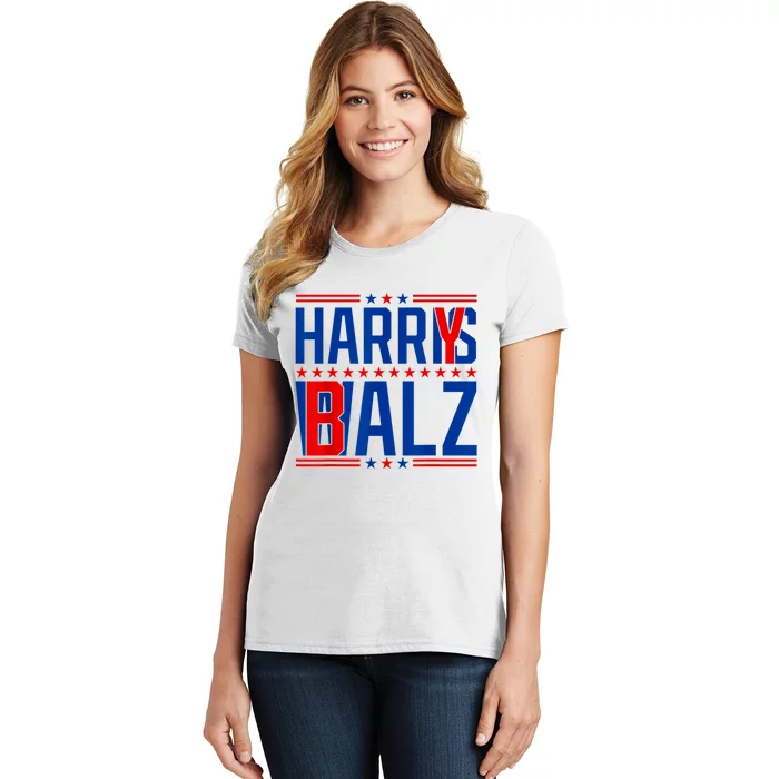 Funny Harris Walz 24 Harry Balz 2024 Meme Democratics Vote Women's T-Shirt