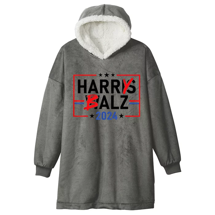 Funny Harris Walz 24 Harry Balz 2024 Meme Democratics Vote Hooded Wearable Blanket