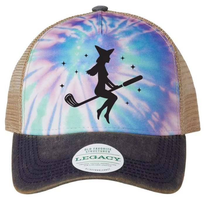 Funny Halloween Witch Golf Stick Women Golfer Golfing Vneck Legacy Tie Dye Trucker Hat