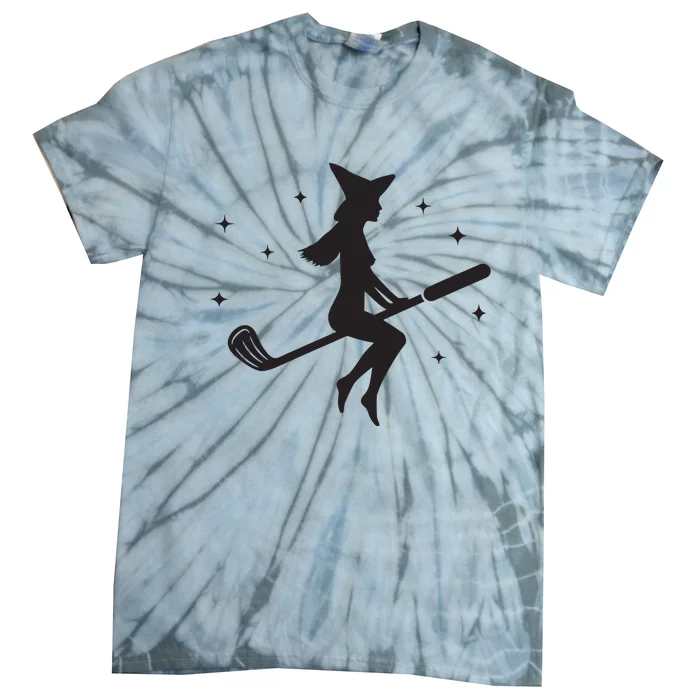 Funny Halloween Witch Golf Stick Women Golfer Golfing Vneck Tie-Dye T-Shirt