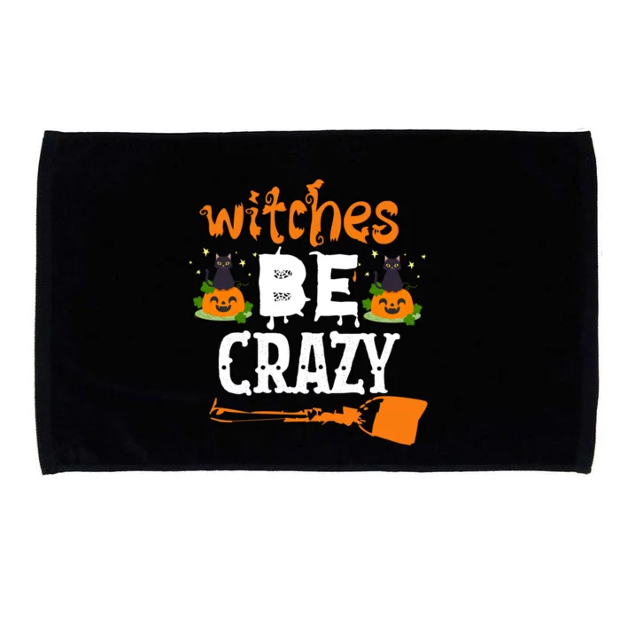 Funny Halloween Witches Be Crazy Pumpkin Cat Lover Cool Gift Microfiber Hand Towel