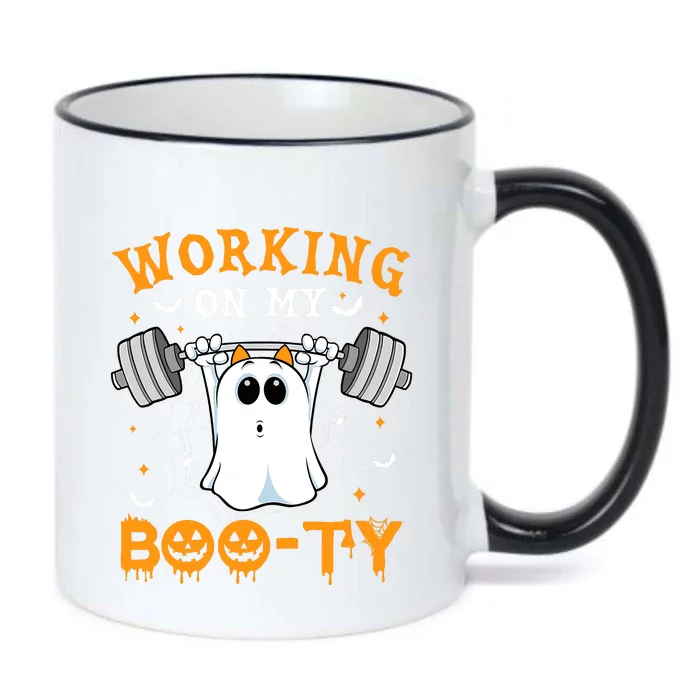 Funny Halloween Working On My Booty Workout Gym Black Color Changing Mug