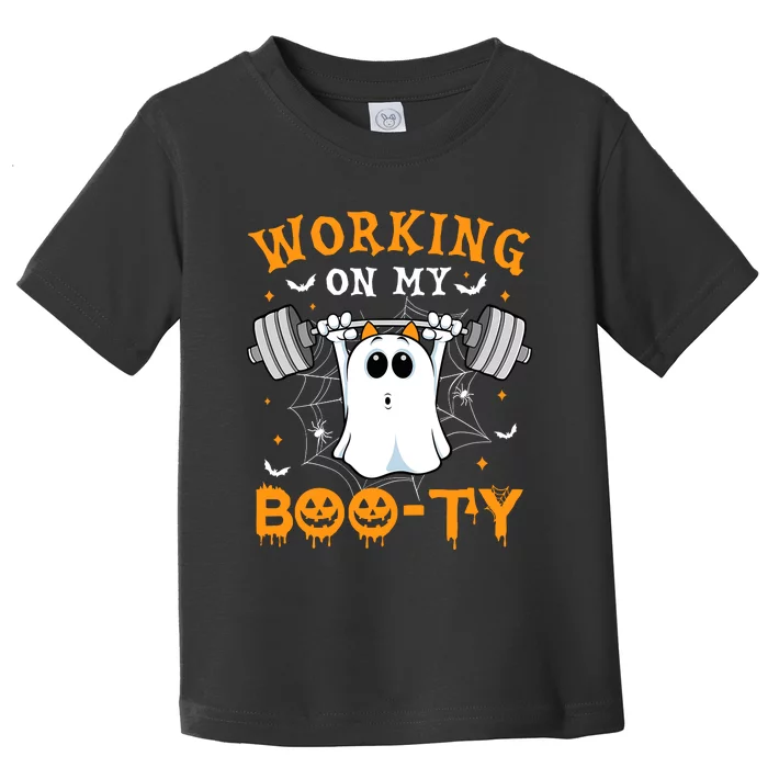 Funny Halloween Working On My Booty Workout Gym Toddler T-Shirt