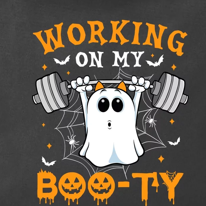 Funny Halloween Working On My Booty Workout Gym Zip Tote Bag