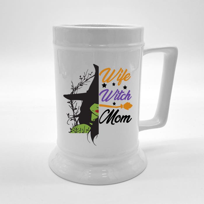 Funny Halloween Wife Witch Mom Gift Front & Back Beer Stein