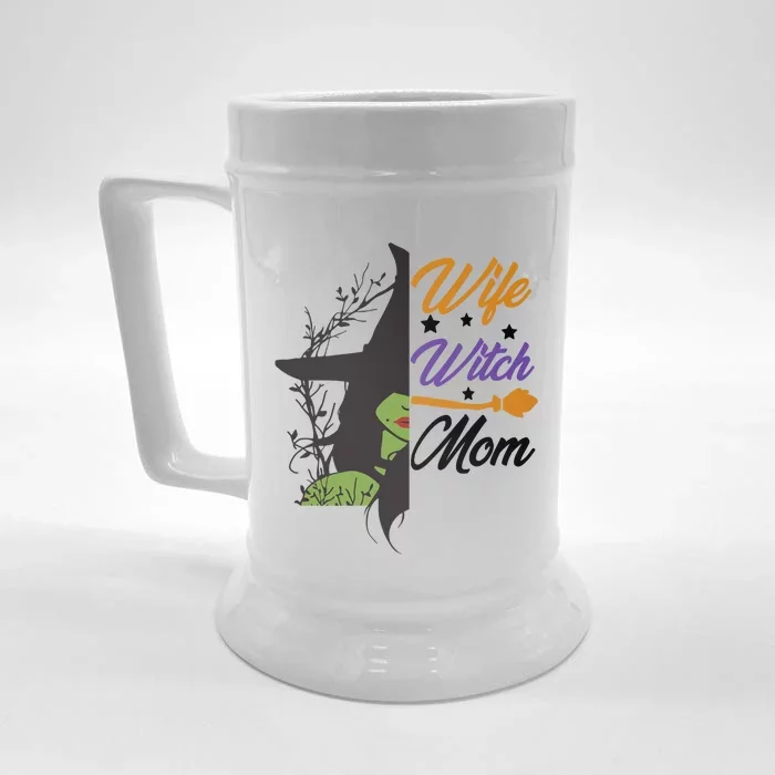 Funny Halloween Wife Witch Mom Gift Front & Back Beer Stein