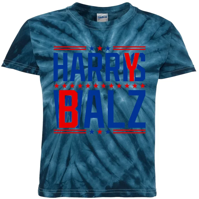 Funny Harris Walz 24 Harry Balz 2024 Meme Democratics Vote Kids Tie-Dye T-Shirt