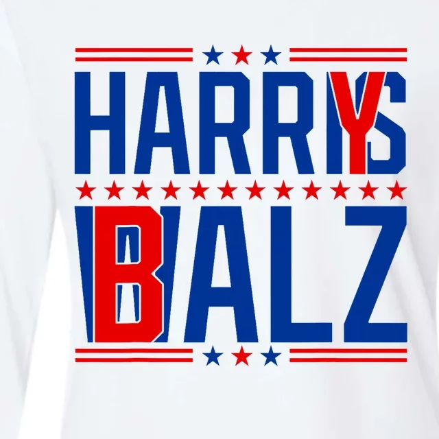 Funny Harris Walz 24 Harry Balz 2024 Meme Democratics Vote Womens Cotton Relaxed Long Sleeve T-Shirt