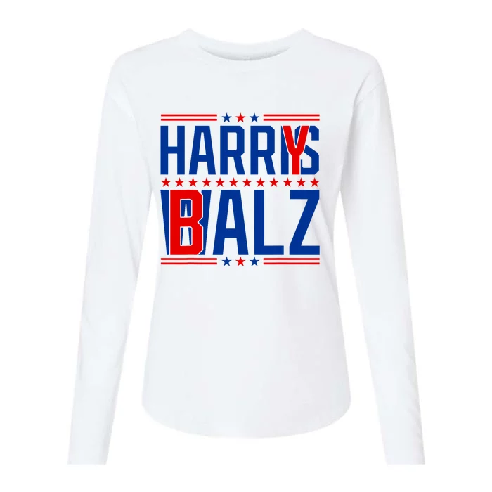 Funny Harris Walz 24 Harry Balz 2024 Meme Democratics Vote Womens Cotton Relaxed Long Sleeve T-Shirt