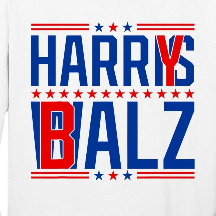 Funny Harris Walz 24 Harry Balz 2024 Meme Democratics Vote Tall Long Sleeve T-Shirt