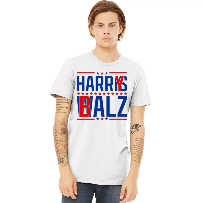 Funny Harris Walz 24 Harry Balz 2024 Meme Democratics Vote Premium T-Shirt