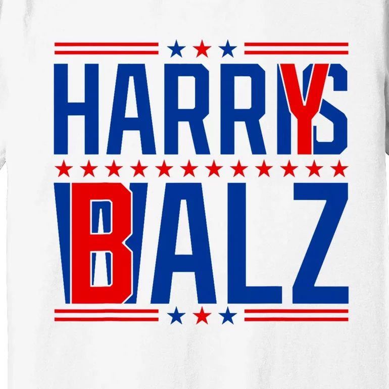 Funny Harris Walz 24 Harry Balz 2024 Meme Democratics Vote Premium T-Shirt