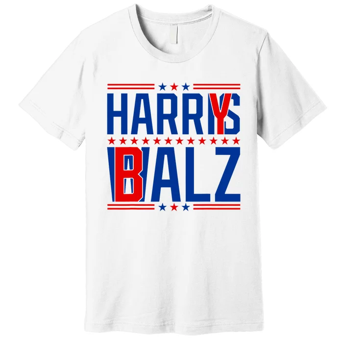 Funny Harris Walz 24 Harry Balz 2024 Meme Democratics Vote Premium T-Shirt