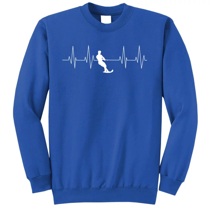 Funny Heartbeat Waterski Gift Cool Water Skier Athlete Fan Gift Tall Sweatshirt