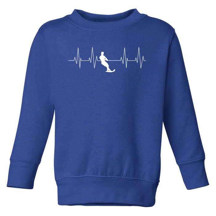 Funny Heartbeat Waterski Gift Cool Water Skier Athlete Fan Gift Toddler Sweatshirt