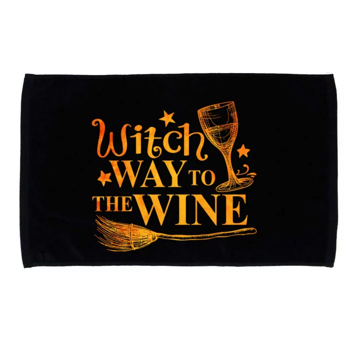 Funny Halloween Witch Way To The Wine Wine Halloween Great Gift Microfiber Hand Towel