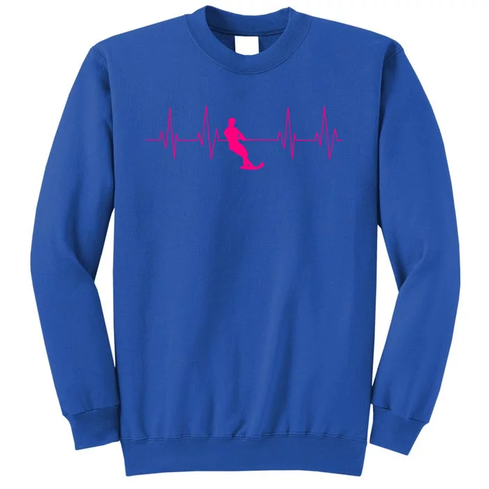 Funny Heartbeat Waterski Gift Cool Water Skier Athlete Fan Gift Tall Sweatshirt