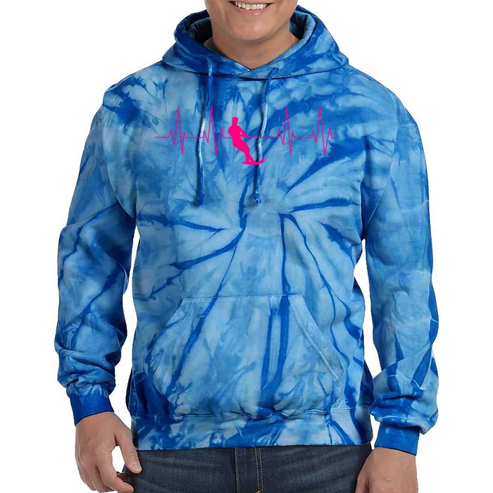 Funny Heartbeat Waterski Gift Cool Water Skier Athlete Fan Gift Tie Dye Hoodie