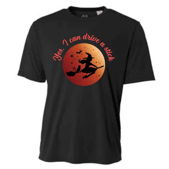 Funny Halloween Witch Yes I Can Drive A Stick Shift Great Gift Cooling Performance Crew T-Shirt