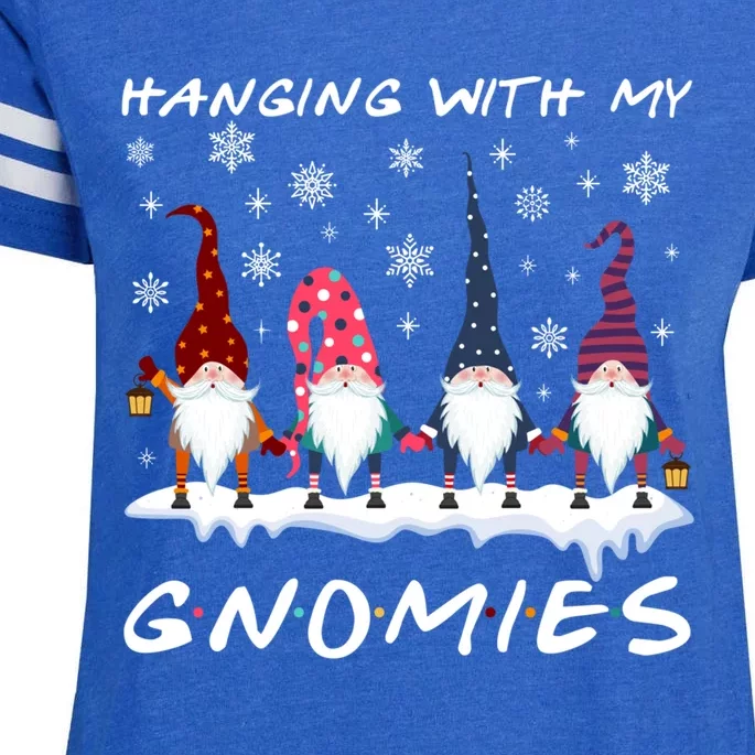 Funny Hanging With My Gnomies Christmas Great Gift Enza Ladies Jersey Football T-Shirt