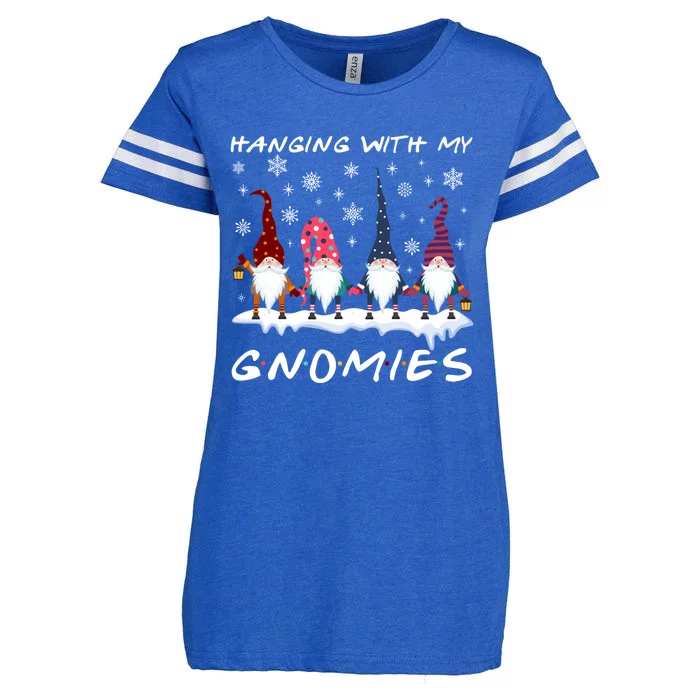 Funny Hanging With My Gnomies Christmas Great Gift Enza Ladies Jersey Football T-Shirt