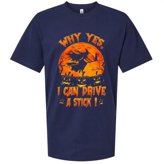 Funny Halloween Witch Why Yes Actually I Can Drive A Stick Sueded Cloud Jersey T-Shirt