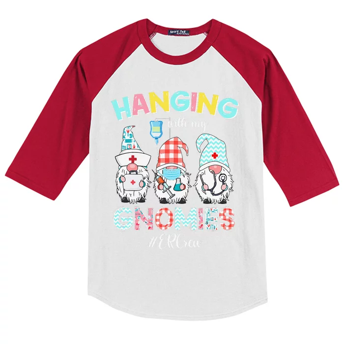 Funny Hanging With My ER Crew Gnomies Nursing Nurses Day Kids Colorblock Raglan Jersey