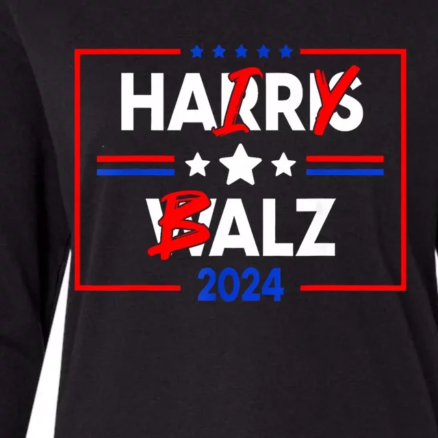 Funny Harris Walz 24 Hairy Balz 2024 Meme Democratics Vote Womens Cotton Relaxed Long Sleeve T-Shirt