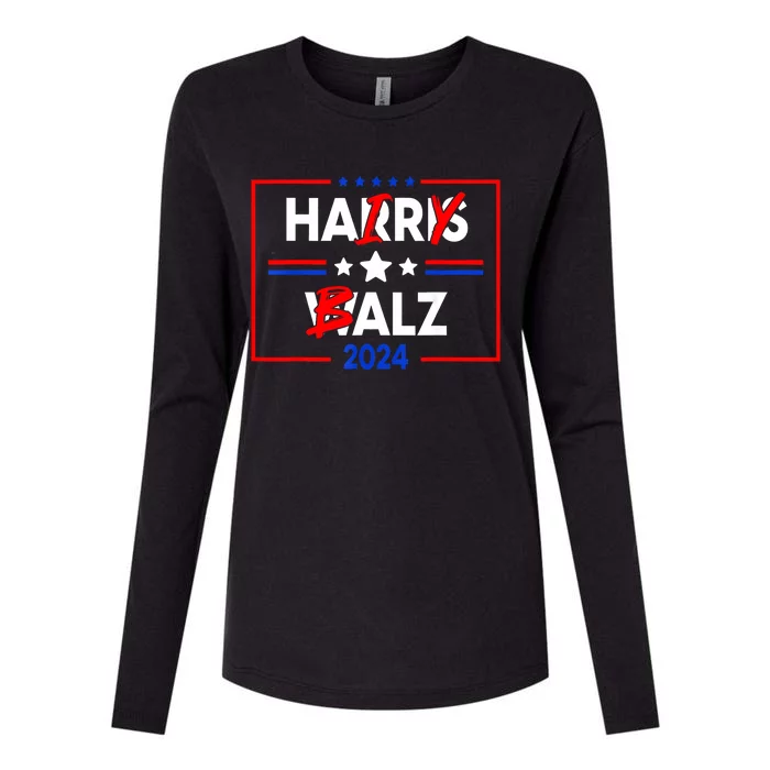 Funny Harris Walz 24 Hairy Balz 2024 Meme Democratics Vote Womens Cotton Relaxed Long Sleeve T-Shirt