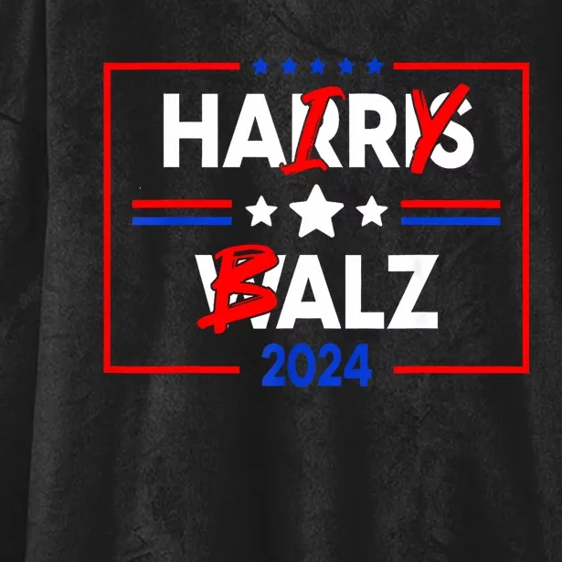 Funny Harris Walz 24 Hairy Balz 2024 Meme Democratics Vote Hooded Wearable Blanket