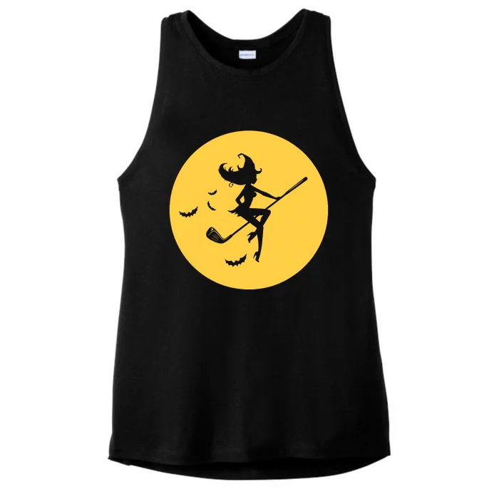 Funny Halloween Witch Golf Stick Golfer Golfing Premium Ladies Tri-Blend Wicking Tank