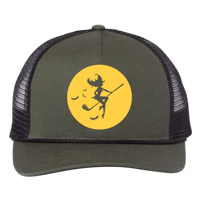 Funny Halloween Witch Golf Stick Golfer Golfing Premium Retro Rope Trucker Hat Cap