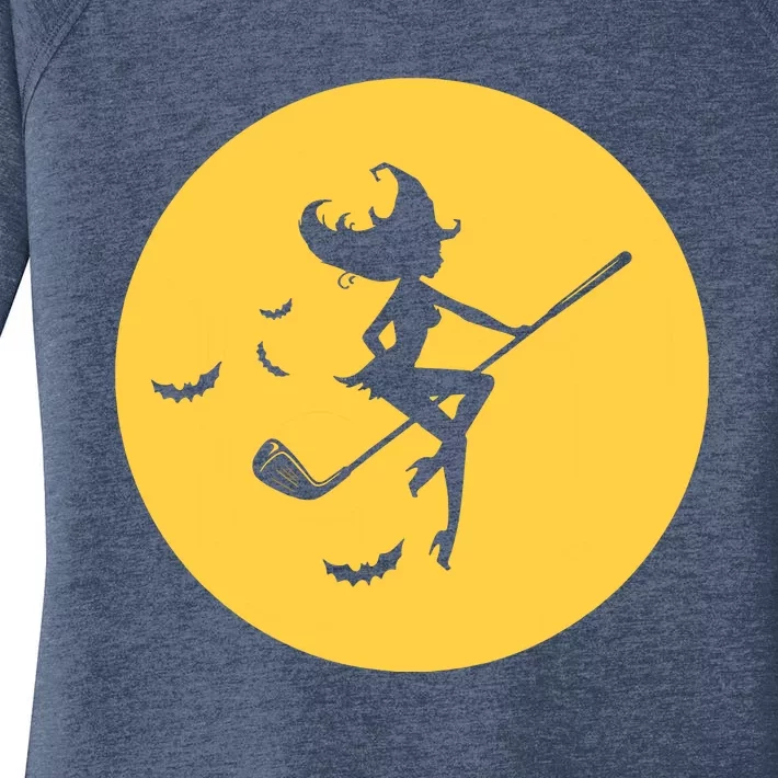 Funny Halloween Witch Golf Stick Golfer Golfing Premium Women's Perfect Tri Tunic Long Sleeve Shirt