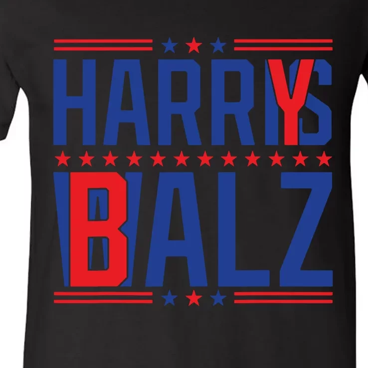 Funny Harris Walz 24 Harry Balz 2024 Meme Democratics Vote V-Neck T-Shirt