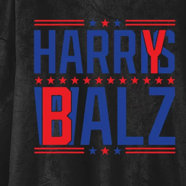 Funny Harris Walz 24 Harry Balz 2024 Meme Democratics Vote Hooded Wearable Blanket